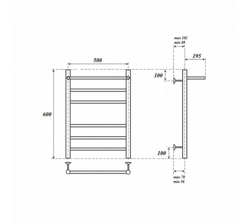 Водяной полотенцесушитель Point Аврора PN10156P П5 500x600 с полкой Хром