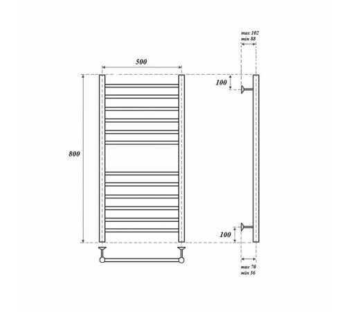 Водяной полотенцесушитель Point Аврора PN10158S П12 500x800 Хром