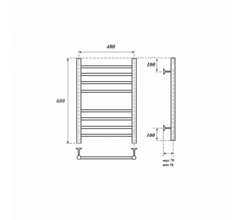 Водяной полотенцесушитель Point Аврора PN10146S П8 400x600 Хром