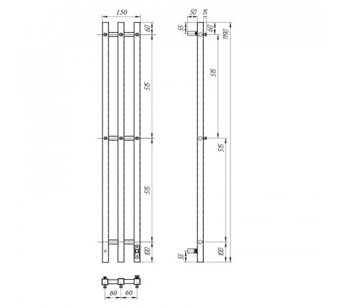 Электрический полотенцесушитель Point Гермес PN13822W П3 120x1200 диммер справа Белый