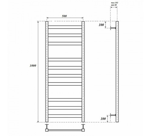 Водяной полотенцесушитель Point Меркурий PN83150 П10 500x1000 Хром