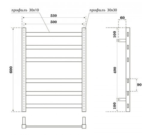 Электрический полотенцесушитель Point Меркурий PN83156E П6 500x600 Хром