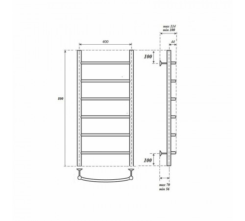 Водяной полотенцесушитель Point Афина PN04148 П6 400x800 Хром