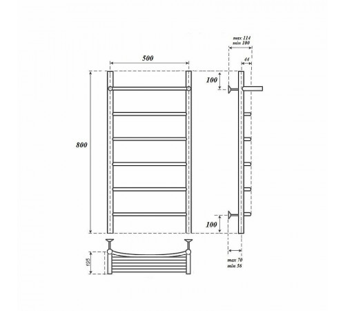 Водяной полотенцесушитель Point Афина PN04158P П5 500x800 с полкой Хром