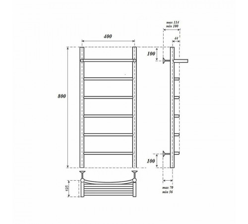 Водяной полотенцесушитель Point Афина PN04148P П5 400x800 с полкой Хром