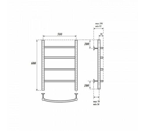 Водяной полотенцесушитель Point Афина PN04156 П4 500x600 Хром