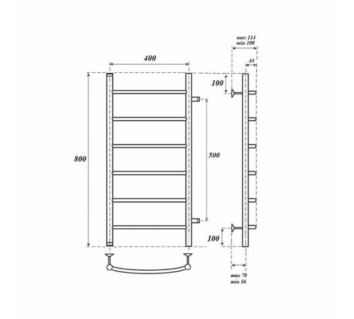 Водяной полотенцесушитель Point Афина PN04548 П6 400x800 с боковым подключением Хром