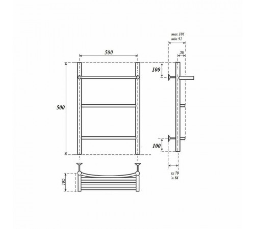 Водяной полотенцесушитель Point Афина PN04155P П2 500x500 с полкой Хром