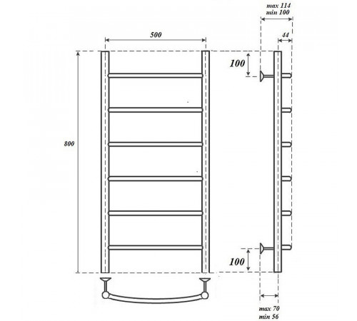 Водяной полотенцесушитель Point Афина PN04158BR П6 500x800 Бронза