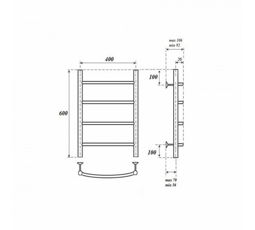 Электрический полотенцесушитель Point Афина PN04146E П4 400x600 левый/правый Хром