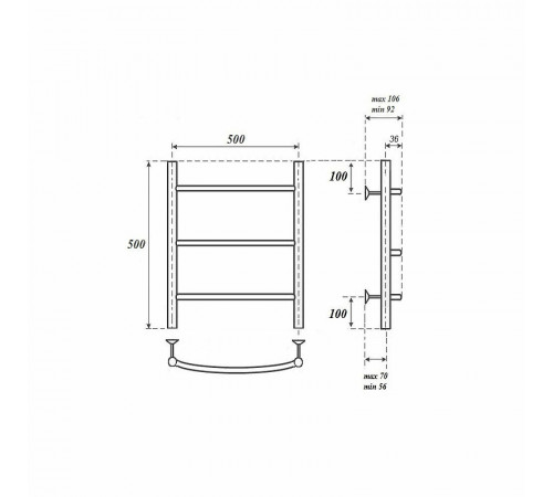 Водяной полотенцесушитель Point Афина PN04155 П3 500x500 Хром