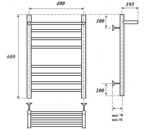 Электрический полотенцесушитель Point Аврора Премиум PN10146SPE П7 400x600 с полкой левый/правый Хром