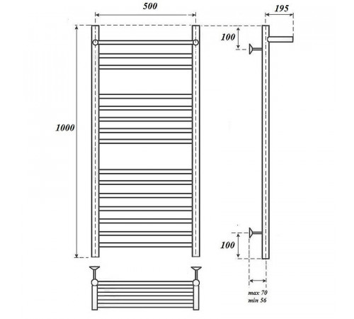 Электрический полотенцесушитель Point Аврора Премиум PN10150SPE П14 500x1000 с полкой левый/правый Хром