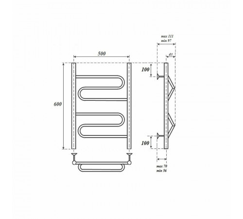 Водяной полотенцесушитель Point Юпитер PN01156 П2 500x600 Хром