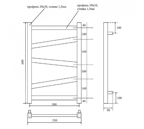 Водяной полотенцесушитель Point Феникс PN15156W П5 500x600 Белый