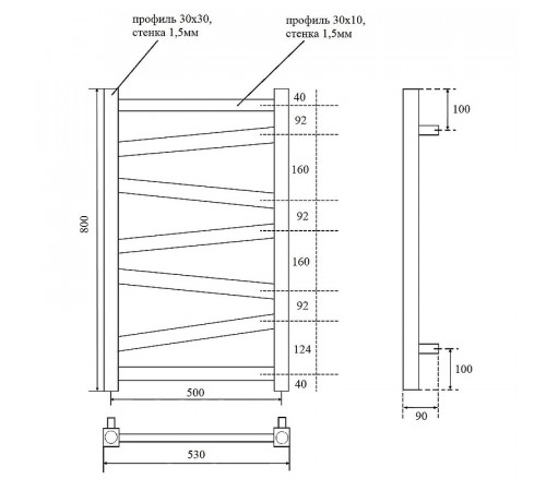 Водяной полотенцесушитель Point Феникс PN15158 П7 500x800 Хром