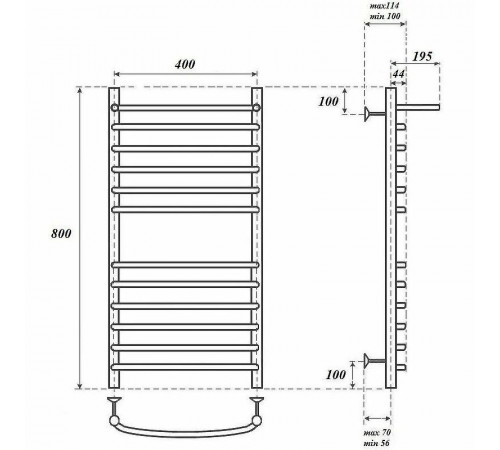 Электрический полотенцесушитель Point Альфа PN05148SPE П11 400x800 с полкой левый/правый Хром