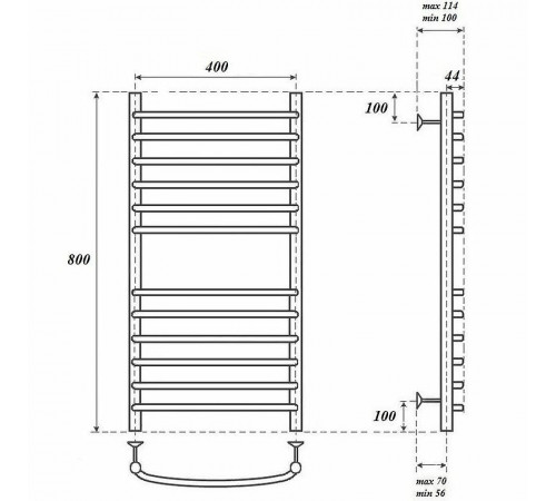 Водяной полотенцесушитель Point Альфа PN05148S П12 400x800 Хром