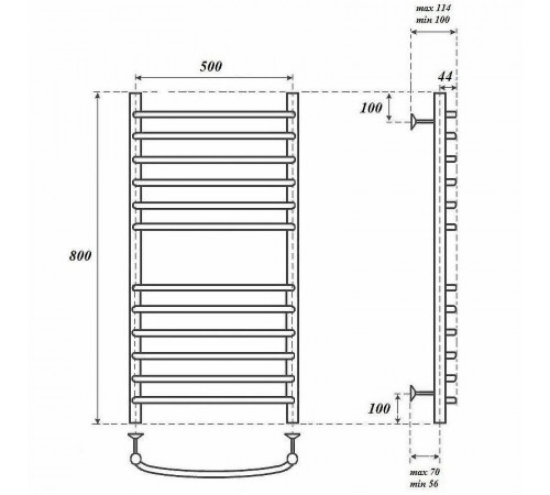 Водяной полотенцесушитель Point Альфа PN05158S П12 500x800 Хром