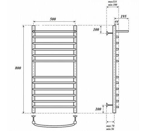 Электрический полотенцесушитель Point Альфа PN05158SPE П11 500x800 с полкой левый/правый Хром