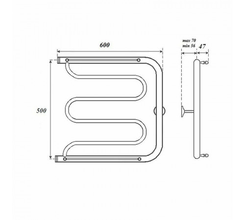 Водяной полотенцесушитель Point Фокстрот PN25556P 500x600 с полкой Хром