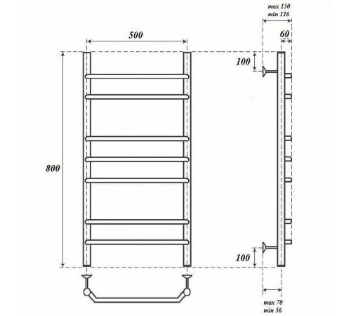 Водяной полотенцесушитель Point Венера PN07158 П7 500x800 Хром