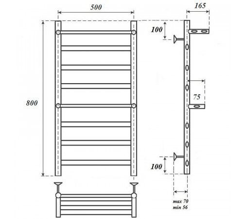 Электрический полотенцесушитель Point Артемида PN14158PE П6 500x800 c 2 полками левый/правый Хром