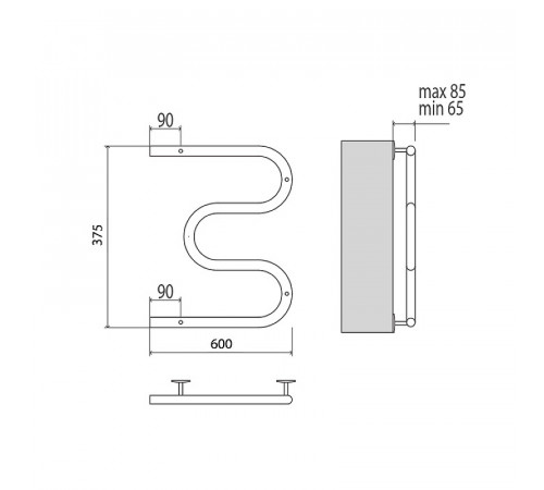 Электрический полотенцесушитель Terminus М-образный 600x350 4620768883927 Хром
