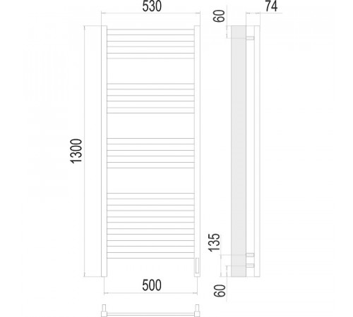 Электрический полотенцесушитель Terminus Енисей П15 500x1300 R 4670078526274 Хром