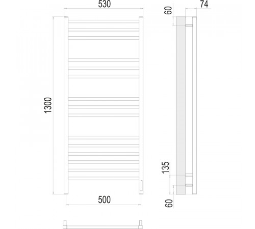 Электрический полотенцесушитель Terminus Ватикан П15 500x1300 R 4670078526212 Хром