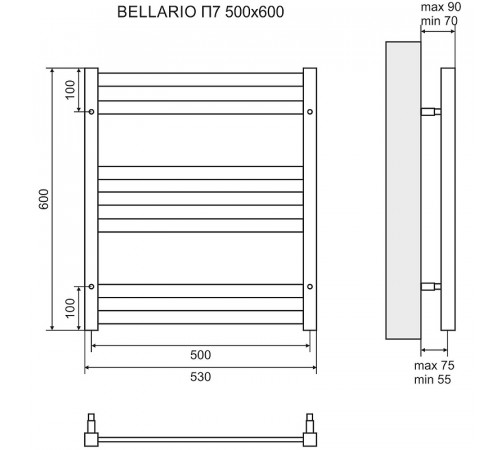 Электрический полотенцесушитель Lemark Bellario П7 50х60 LM68607EBL Черный