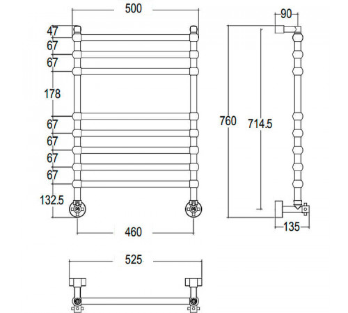 Водяной полотенцесушитель Margaroli Sole 464TS4708CR Хром