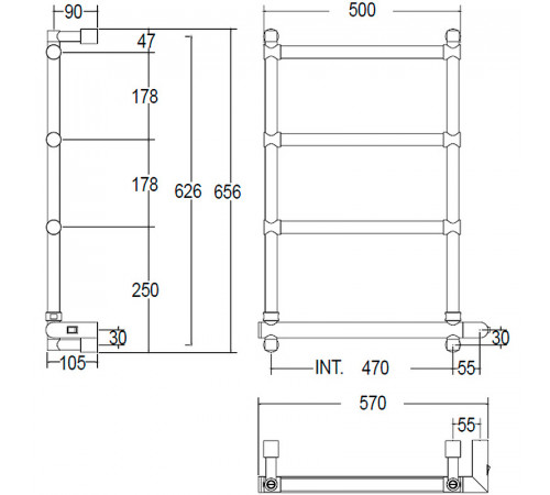 Электрический полотенцесушитель Margaroli Sole 542-4 BOX 5424704GONB Золото