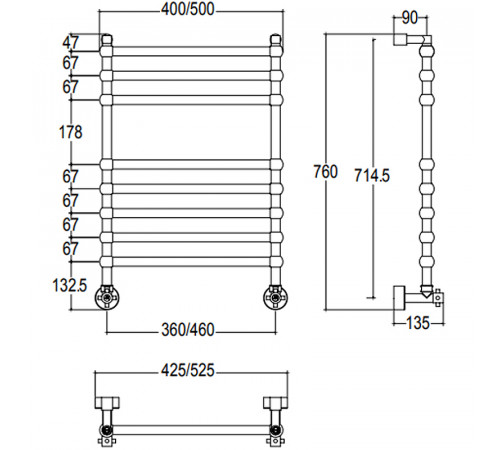 Водяной полотенцесушитель Margaroli Sole 4643708CRTS Хром