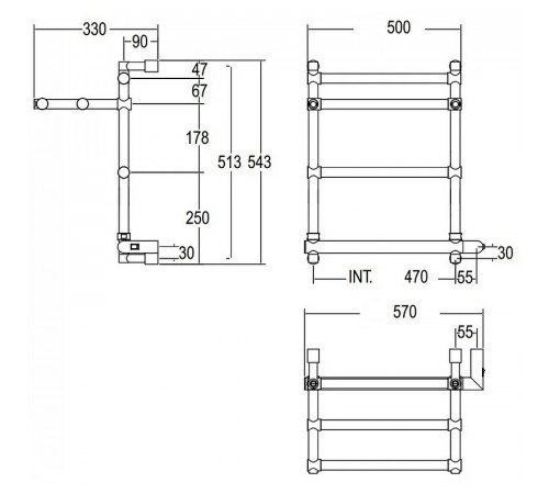 Электрический полотенцесушитель Margaroli Sole 554-3 BOX 5544703CRPB с полкой Хром