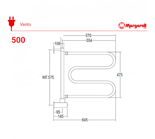 Электрический полотенцесушитель Margaroli Vento 500 BOX 500GOB Золото