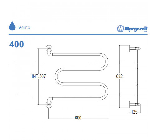 Водяной полотенцесушитель Margaroli Vento 400CR Хром