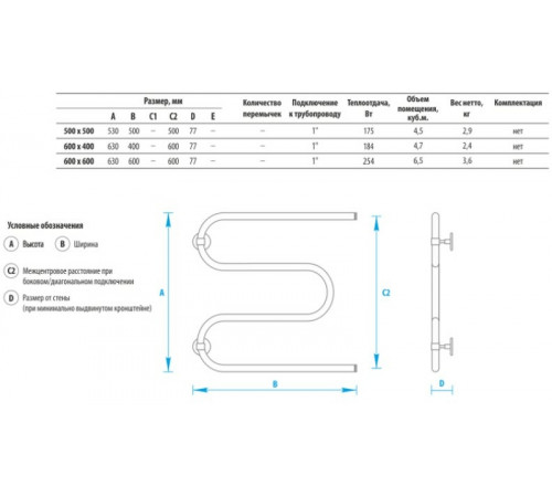 Водяной полотенцесушитель Energy Solo 600x600 EWTR0SOLO0606000000 Хром