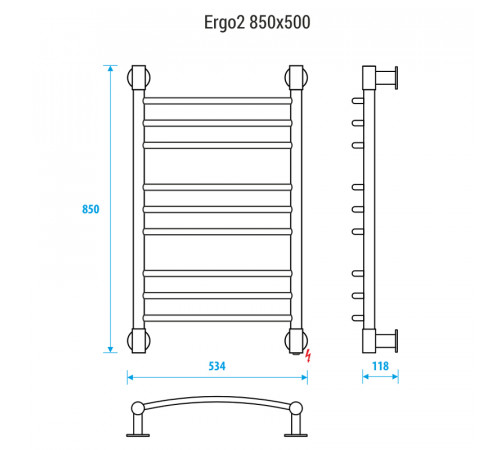Электрический полотенцесушитель Energy Ergo 2 850x500 EETR0ERGO2855000000 Хром