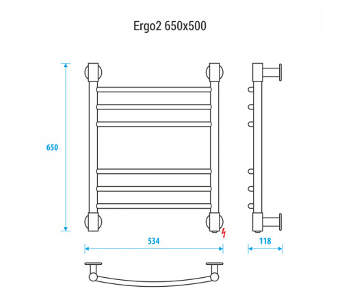 Электрический полотенцесушитель Energy Ergo 2 650x500 EETR0ERGO2655000000 Хром