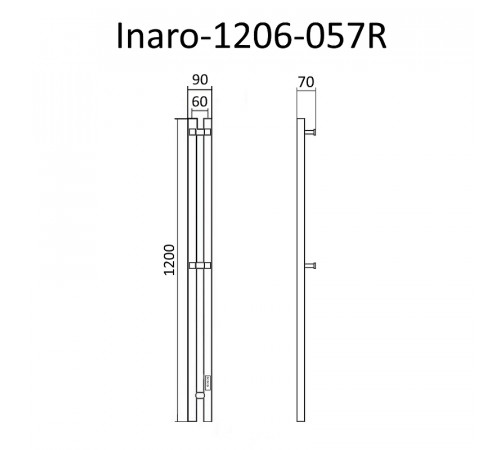 Электрический полотенцесушитель Маргроид Inaro профильный 1200x60 Inaro-1206-057R правый Хром