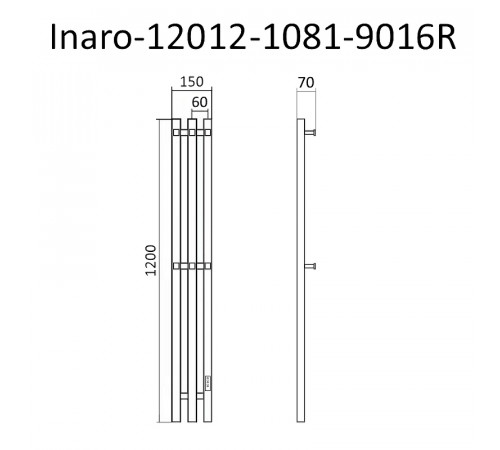 Электрический полотенцесушитель Маргроид Inaro профильный 1200x120 Inaro-12012-1081-9016R правый Белый матовый