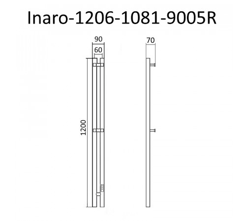 Электрический полотенцесушитель Маргроид Inaro профильный 1200x60 Inaro-1206-1081-9005R правый Черный матовый