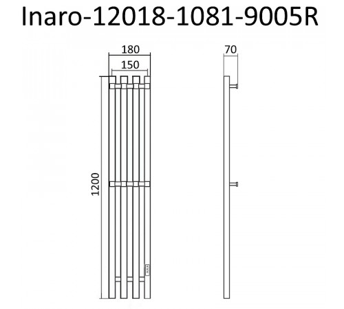 Электрический полотенцесушитель Маргроид Inaro профильный 1200x180 Inaro-12018-1081-9005R правый Черный матовый