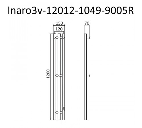 Электрический полотенцесушитель Маргроид Inaro 1200x120 Inaro3v-12012-1049-9005R правый Черный матовый