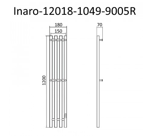 Электрический полотенцесушитель Маргроид Inaro 1200x180 Inaro-12018-1049-9005R правый Черный матовый