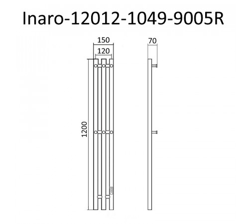 Электрический полотенцесушитель Маргроид Inaro 1200x120 Inaro-12012-1049-9005R правый Черный матовый