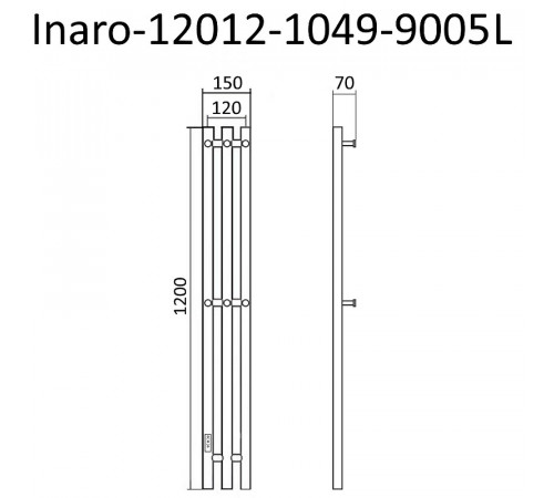 Электрический полотенцесушитель Маргроид Inaro 1200x120 Inaro-12012-1049-9005L левый Черный матовый