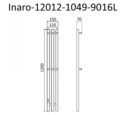 Электрический полотенцесушитель Маргроид Inaro 1200x120 Inaro-12012-1049-9016L левый Белый матовый