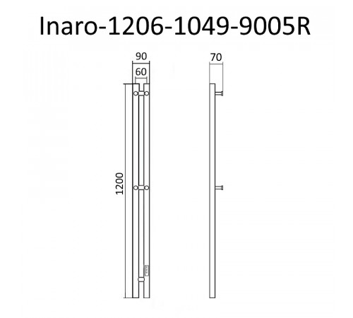 Электрический полотенцесушитель Маргроид Inaro 1200x60 Inaro-1206-1049-9005R правый Черный матовый